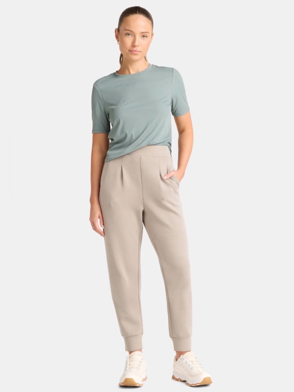 Avia Taupe High-Rise Jogger Grey Fog Pants NWT